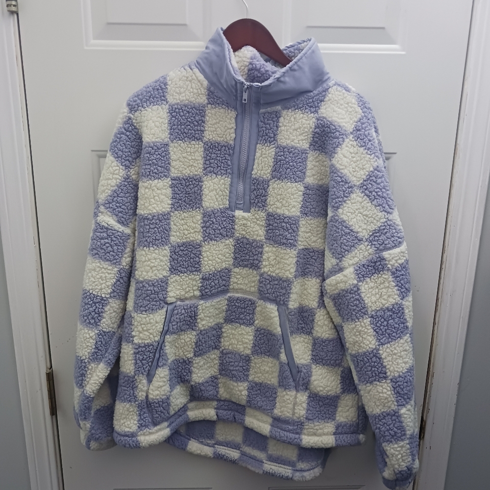 Checkered Fleece Pullover